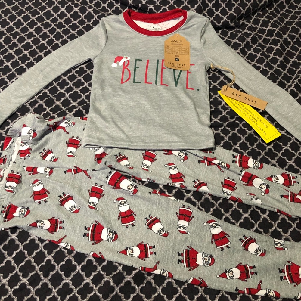 Dunn Family Christmas Pajama Set Kids Santa Believe Holiday Snug Fit Sz 6